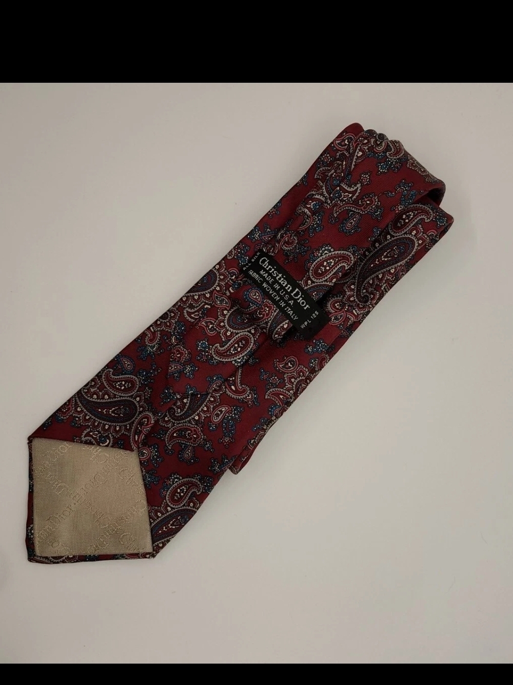 Dior Red Paisley Silk Tie - Picture 4 of 6